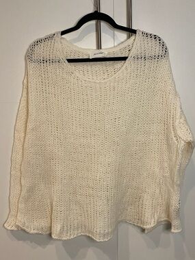 American Vintage Cream Open-Knit Scoop Neck Sweater
